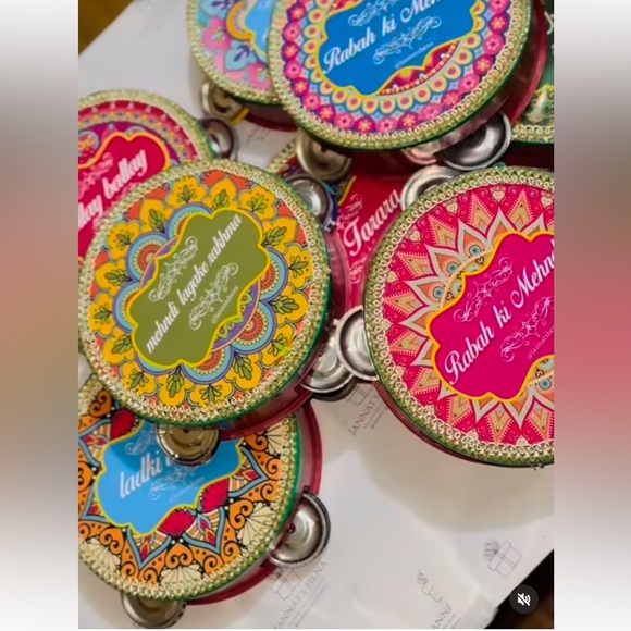 WEDDING DECORATIVE TAMBOURINE SET OF 3 PAKISTANI INDIAN MEHNDI DHOLKI SANGEET - Picture 1 of 3